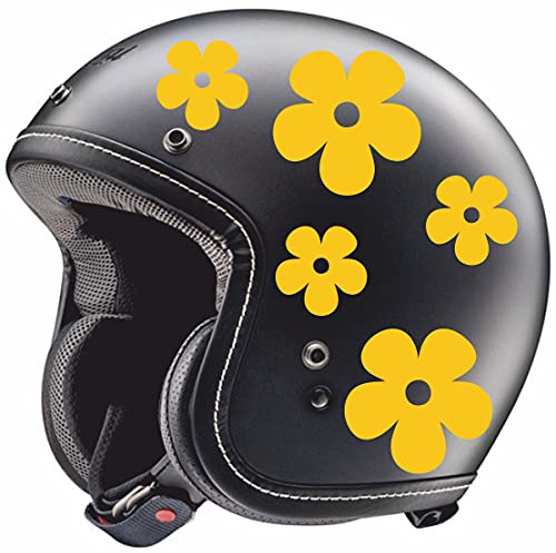 Autocollant - Fleurs Casque Femme - Décoration pour scooter casque voiture moto stickers code C0023 (jaune)