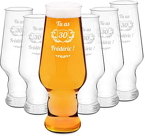 Maverton Ensemble de Chopes à Bière Personnalisées de 0,4 l – Verres de haute qualité avec gravure pour homme - Cadeau pour tous les amateurs de bière - Ans