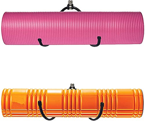 Supporto da parete per tappetino da yoga e ganci per asciugamano in schiuma, mensola per appendere cinghie da yoga e fasce di resistenza per lezioni di fitness o palestra a casa, dimensioni