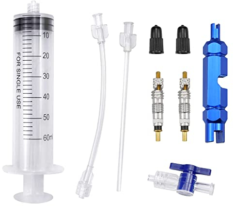 Doafoce Presta Valve Core Removal Tool Included Bicycle Tubeless Tire Sealant Tool Kit Sealant Tyre Sealant Injector and Valve Core Valve Cap for mtb tubeless/Bike/Tubes Sealant