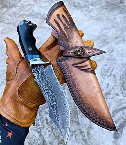 Fixed Blade Messer Damaskus Stahl VG10 Stahllegierter Kopf Griff Messer Jagdmesser Gerade Messer messerset (Color : Normal)