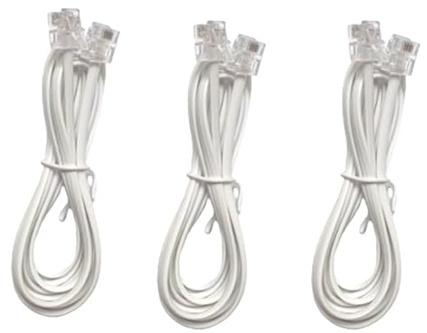 Vthahaby 6 FT 3 Pack Telephone landline Extension Cord Cable Cord with Standard RJ-11 6P4C Plug for Landline Phone and Fax (White)