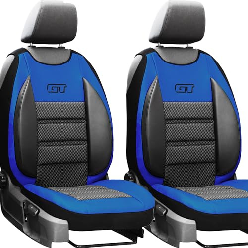 moto-MOLTICO Autositzbezüge - Universalgröße Sitzauflage - Ökologisches Leder - Sitzbezug Vordersitze - Matte für Sitze - Schonbezug Vorne - Blau