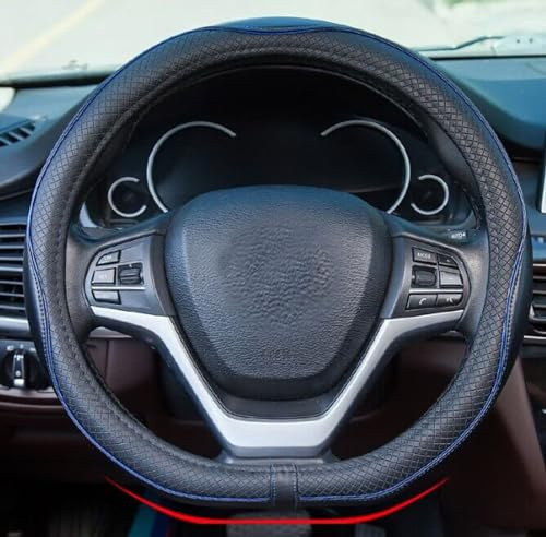 D Form Lenkradhüllen 14 Zoll 36cm für Tesla Model 3 / Y, für Camaro kleine D Typ Autos und Rennspiel Mikrofaser Leder (Schwarz Blau)