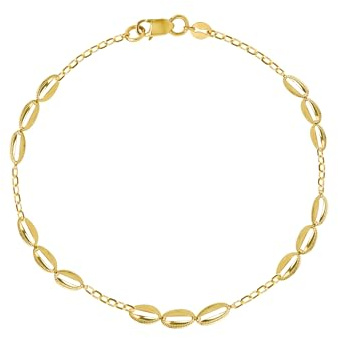 Rodium - Goldene Armband, 14 Karat Gold/ 585er Feingehalt, Modernes Design mit Muschelmuster, Ideales Geschenke für Damen - 19 cm lange Armkette