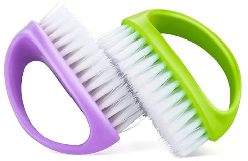 Amaxiu 2 spazzole per unghie a mano, spazzole per la pulizia delle unghie resistenti spazzole per la pulizia delle unghie in nylon, setole rigide, spazzola per la pulizia profonda per meccanici