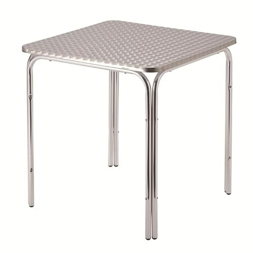 METRO Professional Mesa de Exterior Narni, Aluminio, 70 x 70 cm, Cuadrada, Mesa de Bar Apilable, Ideal para Terraza y Jardín, Plata