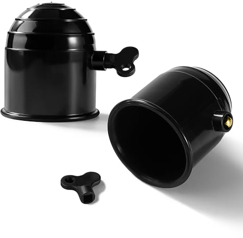 VooGenzek 2 PCS Tow Ball Cover with Lock, 50mm Tow Bar Ball Cover Cap, Plastic Trailer Hitch Ball Cover, Towing Hitch Protective Caps, Towing Hitch Trailer Cap, Black