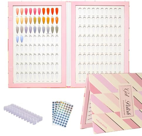 Acycoin2A Nail Colour Chart with 160 Colours and 240 Nail Tips, Colour Chart for UV Gel Nail Polish (B)