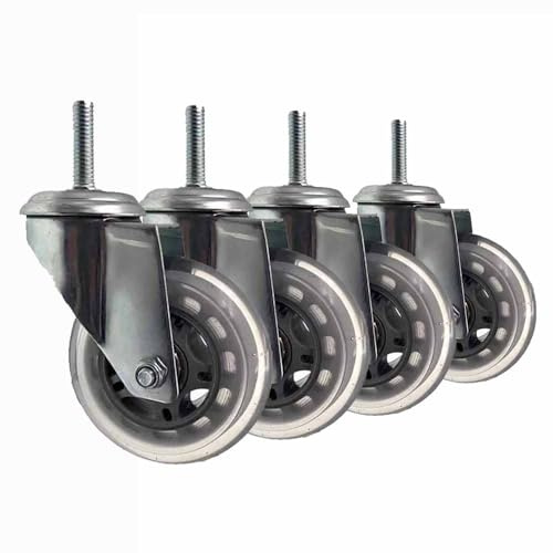 ZYBOWAYL 75mm Rollen mit M8/10/12 Gewinde, Leise Lenkrollen Gummiräder 360° Drehbar Möbelrollen 4er Set Schwerlastrollen Traglast 130kg/287Lbs für Möbel Werkbank (Size : M8)