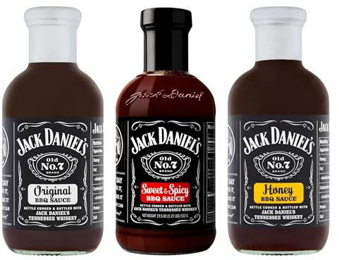 BBQ Sauce Set Bundle With Jack Daniels Original BBQ Sauce 553g, Jack Daniels Honey BBQ Sauce 553g & Jack Daniels Sweet & Spicy BBQ Sauce 553g (3 pack)