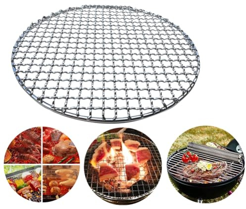 tulkdexi 304 Edelstahl Rundes Grillgitter, Grillrost rund, Edelstahl Rund für Schwenkgrill, Schwenkgrill Rost BBQ Grill Zubehör, Runder Grillrost Aus-Rostfreiem Stahl 38 cm