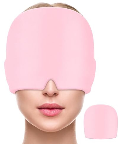 MIVORA Cappello per Emicrania, Impacco di ghiaccio, Cappuccio per Mal di Testa con Cuscinetto di Ghiaccio Gel Riutilizzabile, Cappello per Emicrania e Sinusite che Avvolge la Testa (Rosa)