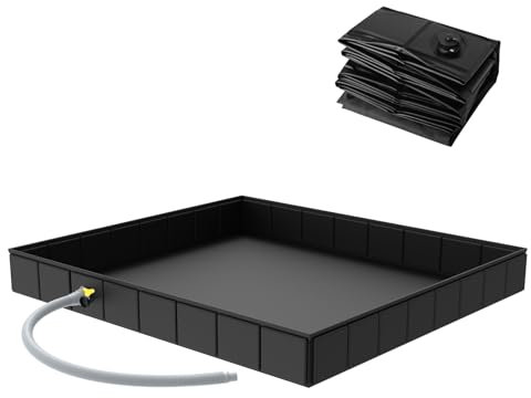 Zhwidnerso Foldable Shower Base, 104x104x13cm Large Portable Shower Pan with Drain Pipe, Camping Shower Base, Tent Shower Tray Awning Base for Indoor Outdoor Camping, Pet Shower Bathing Tray