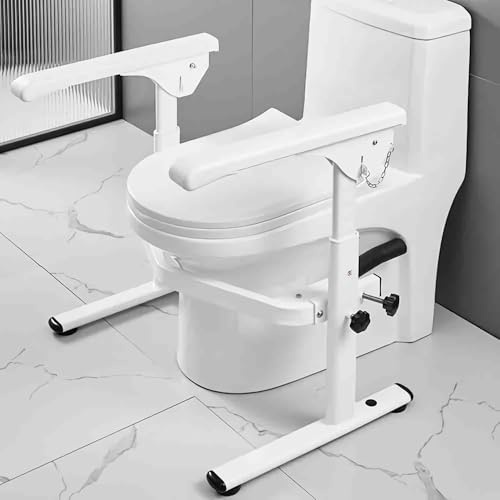 Heuffe Bodenstehende Höhenverstellbare WC Aufstehhilfe - Klappbares Sicherheitsgestell mit Armlehnen für Senioren/Behinderte, Ohne Bohren & Platzsparend
