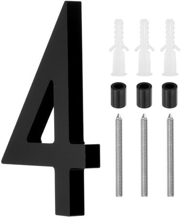 sourcing map 5 Inch Modern House Number, Acrylic Floating House Number for Outside Address Sign for House with Nail Kit for Mailbox Yard Home Front Door (Number 4, Matte Black)