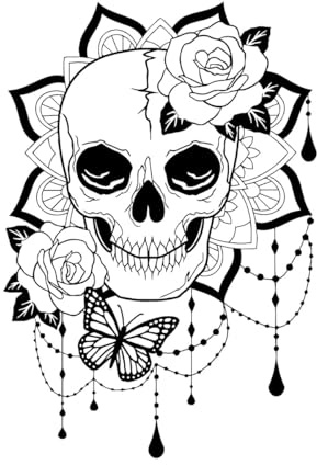 Creative Beautiful Skull Lady Wall Stickers Vinyl Day of The Dead Boho Butterfly Tattoo Studio Decor Decals Mural Wallpaper-S-42x61cm