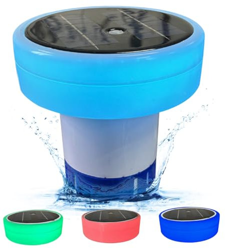 Hbbgdiy Piscina Cloro Flotador con Flotador de Cloro de luz Solar RBG 6 Pulgadas 1200 mAh Tableta Ajustable dispensador de Flotante para Parque acuático de la Piscina.