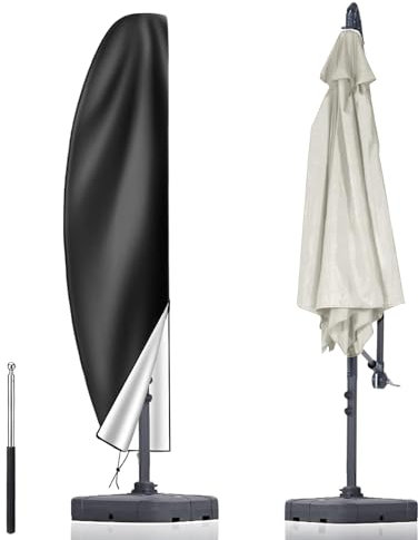 AMFUN Copri Ombrellone da Giardino, Copertura per Ombrelloni Antipolvere con Palo, 210D Oxford-Tessuto Copertura Protettiva per Ombrellone da Giardino Spiaggia Balcone, Antivento Anti-UV, 50*70*40cm
