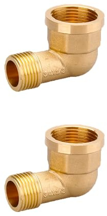 2 Stück,90° Bogen Messing,Rohrwinkel Bogen,Messing Winkel 90 Grad,G3/4 Zoll Innengewinde x G1/2 Außengewinde,3/4 Ig/Ag Sanitär Anschlussstücke Winkel,Fur Wasserschlauch,Sanitär-Anschlussstücke