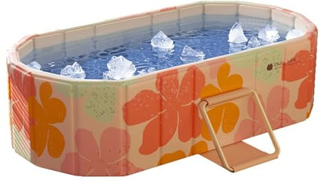 XUDREZ Baignoire Pliante Sauna SPA Bain Aromatique 1-2 Personne Couche Intermédiaire épaissie, Pliable Avec Couvercle, Baignoire Pliante Pour Adultes Et Enfants Bain Glacé Et Chaud 1,5m/ 4.92 Ft, Rose