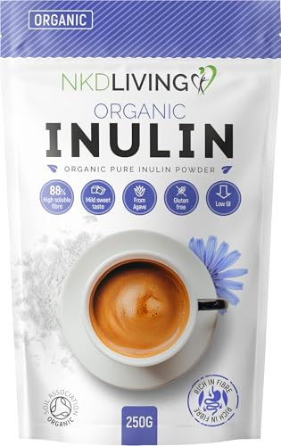 NKD Living Organic Inulin High Grade Prebiotic Fibre Powder (250g) - Fibre Prebiotic Supplement