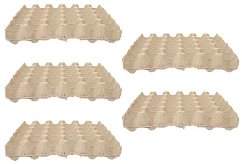 CIYODO Portauova per Frigorifero in Polpa di Carta Beige, 5 Pezzi, Organizzatore Salvaspazio per Uova Cartone, Pratico Contenitore per 30 Uova