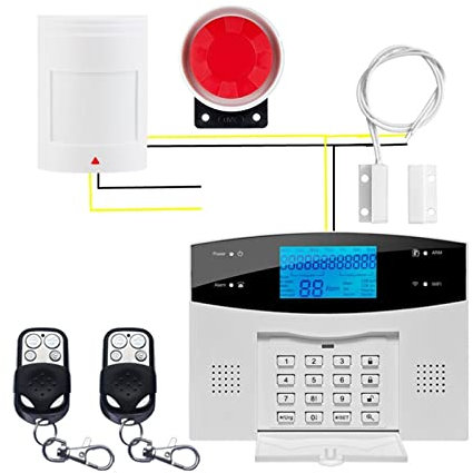 Système de sécurité Domestique, Système d'alarme de sécurité à Domicile sans Fil GSM for l'application Tuya avec détecteur de Mouvement Compatible(G2BW18)
