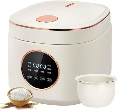 WUDLi Mini Olla Arrocera, 5L Low Carb Vaporera con Panel de Operación Multifuncional 8 Funciones de Cocción de Arroz, 5L Cerámica Esmaltada Antiadherente, para Arroz Blanco, Integral, Gachas y Sopa