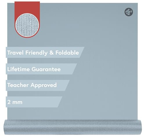 Manduka PRO Travel Yoga Mat 71 - 2mm | Foldable & Travel Friendly | Lifetime Durability | Teacher Approved | Hygienic Construction | 71 x 24 inches | Blue Lotus