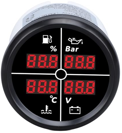 Fafeicy Indicador de Nivel de de Aceite, Indicador de Temperatura Eléctrica de Vidrio 4 en 1 Yate Lodz Multifuncional (#3)