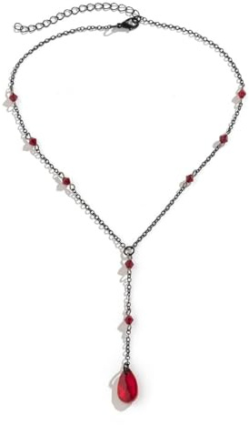 WEITAPYT Vintage Gothic Blutstropfen Quaste Anhänger Halskette Rote Wassertropfen Choker Halskette Punk Stil Dunkle Tropfen Y Halloween Schmuck für Frauen