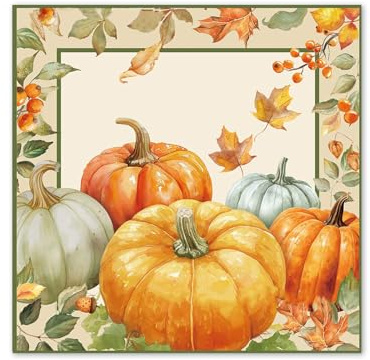 Nymora 20 Stück Herbst Servietten Kürbis Thanksgiving Deko Papierservietten - Herbstlich Tischdeko für Erntedank 33x33 cm Herbstmotiv Servietten Herbst Party Zubehör