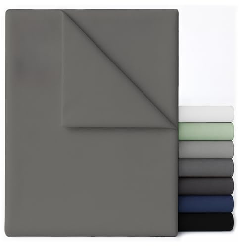 Dreamzie - Bettlaken ohne Gummizug 240x280 cm - Mikrofaser Ultraweich | Doppelbett 160x200 cm · Anthrazit · Flaches Betttuch · OEKO-TEX · Bügelfrei · Schnelltrocknend · Pflegeleicht · Leintuch