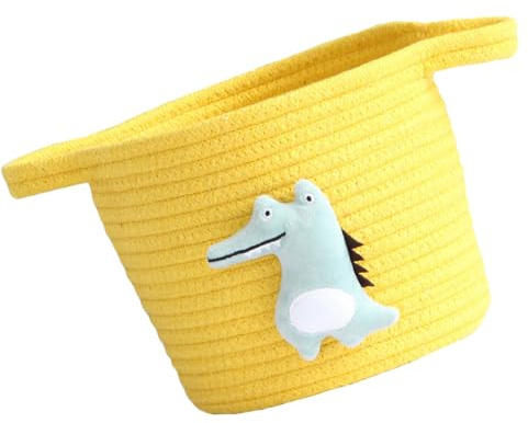 Gogogmee Cesto Portaoggetti in Cotone Intrecciato Giallo Resistente per Cameretta Ragazzo Ragazza e Ragazzo Ragazza Organizer Funzionale e Decorativo per Giochi e Vestiti