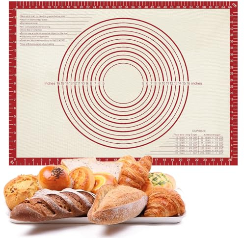 Tapis De Cuisson,Anti-Adhérent Feuille de Cuisson Patisserie avec Mesures,Réutilisable en Silicone tapis Patisserie,Tapis de Four pour Macaron,Biscuit et Pâte