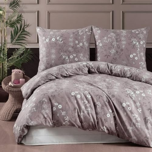 ZIRVEHOME Bettwäsche 200x220 cm. 3-teilig Set 100% Baumwolle Bettbezug 200 x 220cm Kissenbezug 80x80cm Renforcé Bettwäsche-Sets 200x220 mit Reißverschluss, Polina