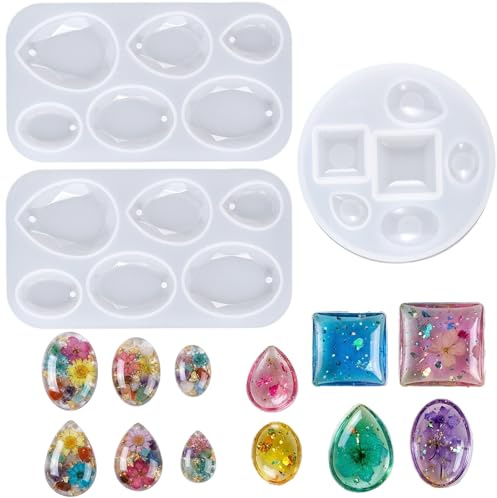 DOPENSPI Lot de 3 moules en résine époxy en forme de goutte pour bijoux, boucles d'oreilles, moules en silicone, cabochons, pendentifs en résine époxy, fabrication de bijoux, moules en cristal pour