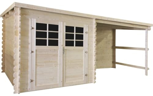 Gartenhaus aus Holz mit Vordach Montval – 14 m² – 28 mm