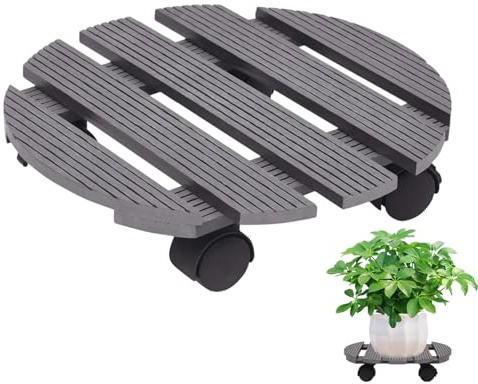 Heavy Duty Plant Stand - Roller Tray for Garden Patio | Pp Wood Material with Waterproof Build, Large Rolling Base, Indoor Outdoor Floor Support, Home Flower Pot Organizer, Strong Load Bearing