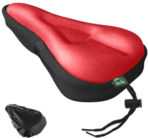 Zacro Gel Bike Seat - Extra Soft Gel Bicycle Seat - Bike Saddle Cushion with Water&Dust Resistant Cover (Black)……