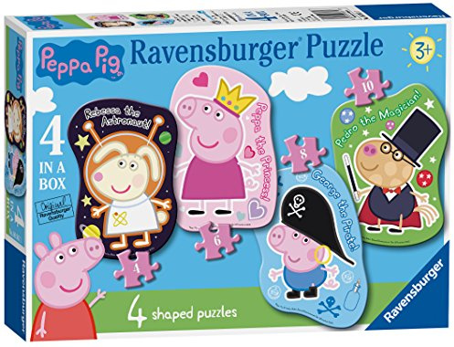 Ravensburger 6981 Peppa Pig Wutz 4 geformte Puzzles (4, 6, 8, 10 Teile) für Kinder ab 3 Jahren, verschieden, 12,5 x 18 x 0,2 cm