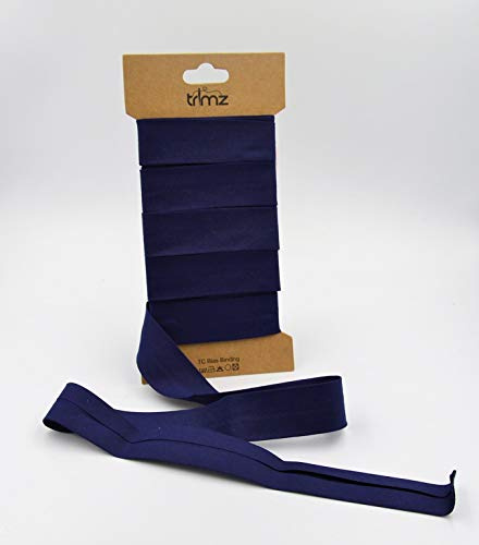 Trimz Schrägband aus Baumwollmischgewebe, Marineblau, 25 mm x 5 m