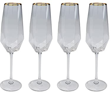 Flûtes à champagne Diamond Rim dorées set de 4 Kare Design