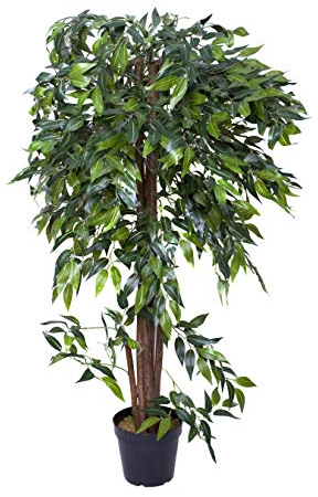 GreenBrokers Premium Artificial Ficus Weeping Fig Tree 140 cm Potted Plant, Green, 140cm