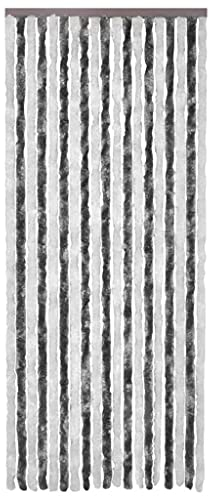 vidaXL Insektenschutz Vorhang Flauschvorhang Plüschvorhang Türvorhang Fadenvorhang Fliegenschutz Wohnwagen Camping Grau Weiß 120x220cm Chenille