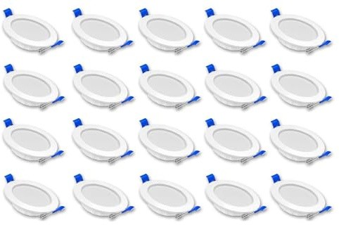 Froadp 20 Stück Einbauleuchten Decken, 230V LED Deckenleuchte Flach Einbaustrahler Set, Aluminium Deckenspots Haushalt, Ultraslim LED Spots für Wohnzimmer Bad Küche Büro (5W, Warmweiß)