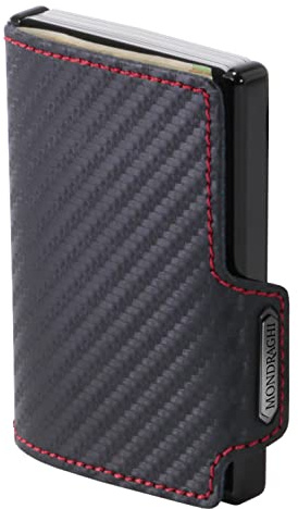 MONDRAGHI® Mini Cartera Ultraligera. Portatarjetas Compacto. Miniwallet con Marco antiarañazos Resistente a los Golpes. Chip RFID | Racing Carbon (Negro)
