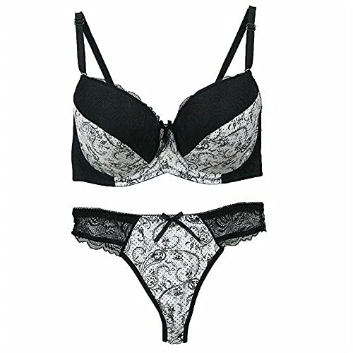 BCHRAYIUP Sujetador con Aros con Relleno Conjunto de Lencería Sexy y Bragas Mujer 90-B