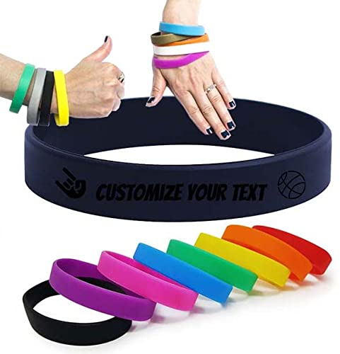 Temeite Kautschukarmband, 100% umweltfreundliches Silikonmaterial, Modisch und Design, Geeignet für alle Altersgruppen, Regenbogen-Silikonarmband, Personalisiertes Armband (Farbe: Schwarz)